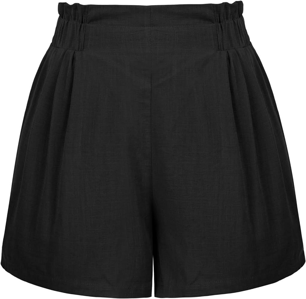 KANCY KOLE Women Summer Linen Shorts with Lining Elastic Waist Bermuda Shorts Casual Wide Legs Sh... | Amazon (US)