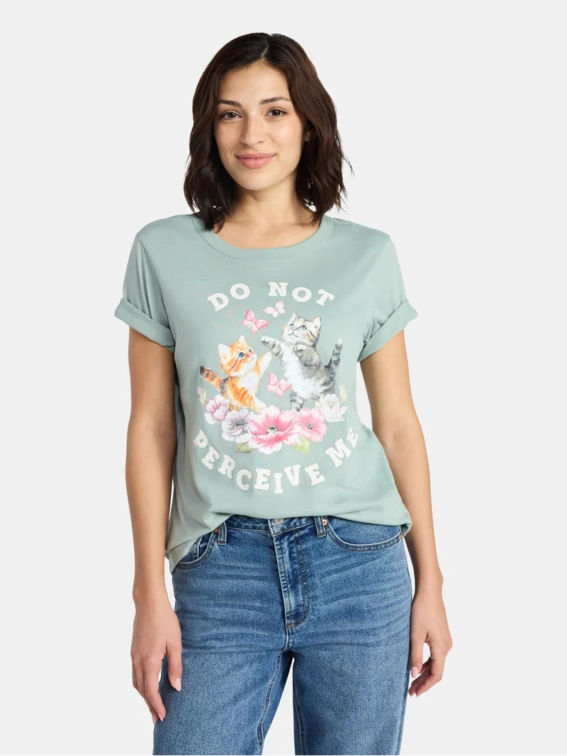 Do Not Perceive Me Women’s Graphic Tee with Short Sleeves, Sizes XXS-XXL | Walmart (US)