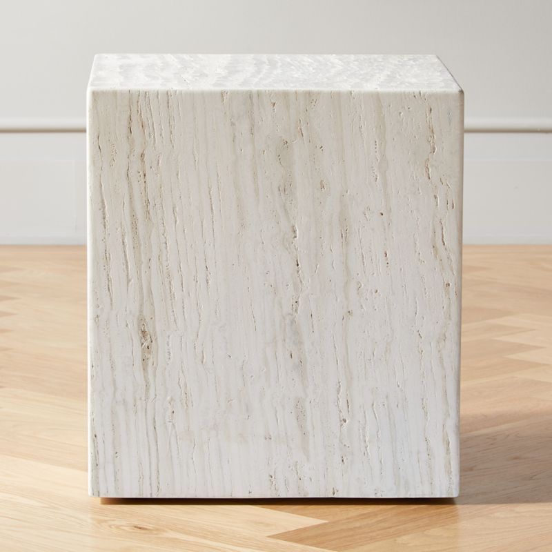 Carmelo Travertine Side Table + Reviews | CB2 | CB2