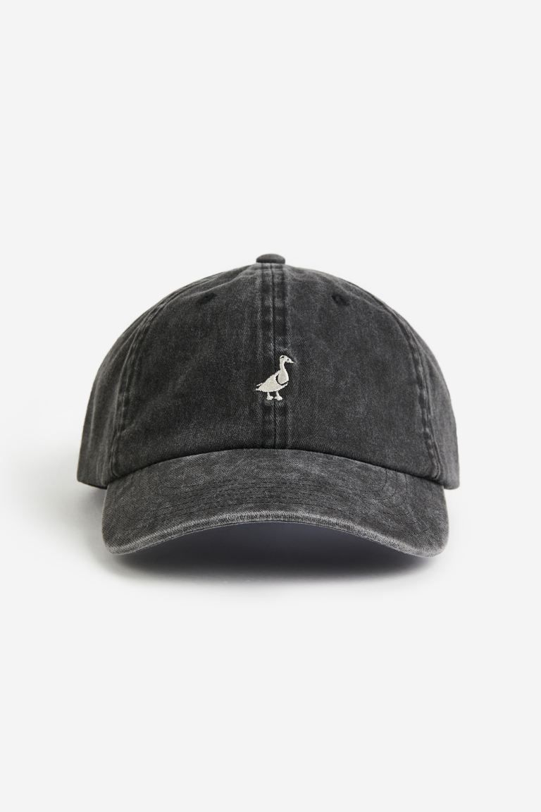 Cotton Cap with Embroidery - Vintage black/duck - Men | H&M US | H&M (US + CA)