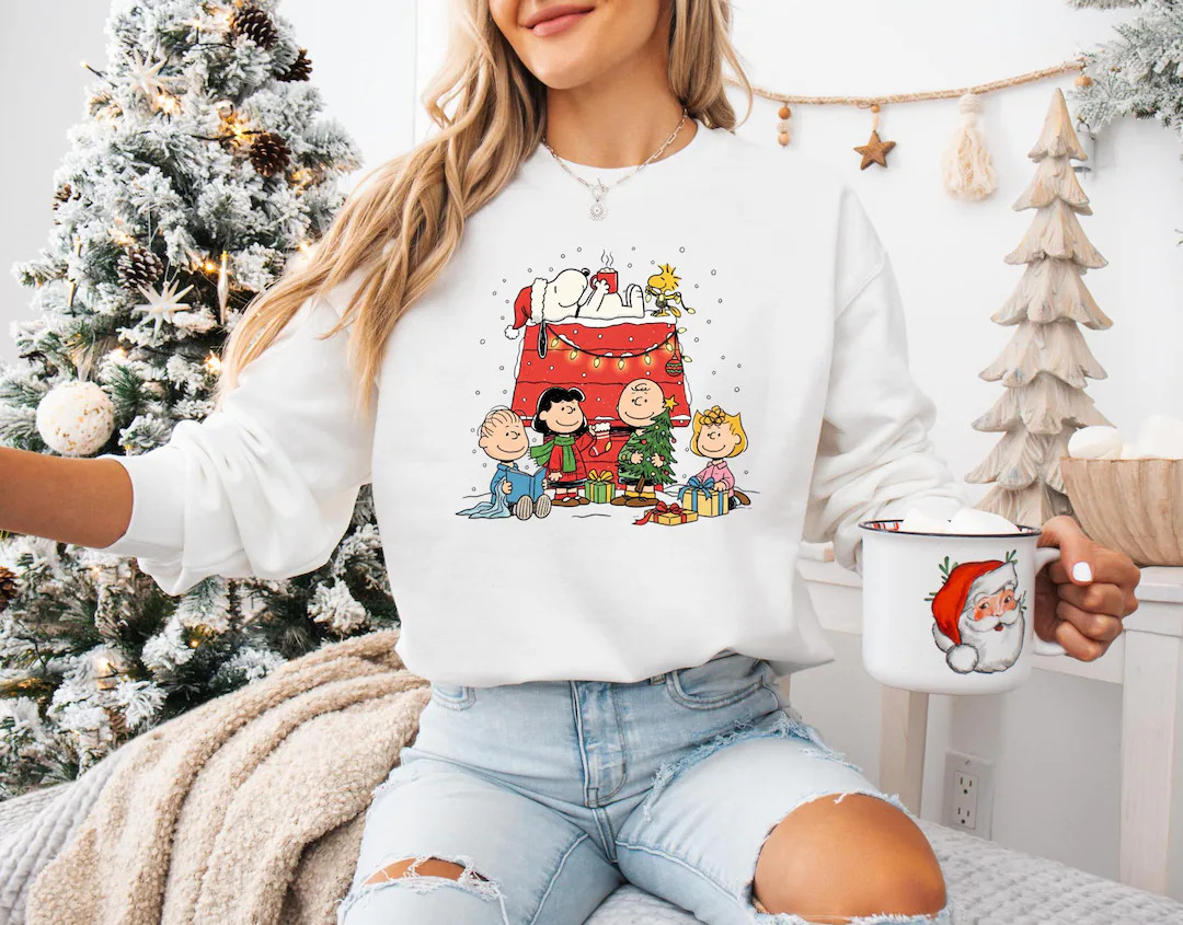 Christmas Peanuts Sweatshirt, Snoopy Christmas Sweatshirt, Charlie Brown Christmas Sweatshirt, Cu... | Etsy (US)
