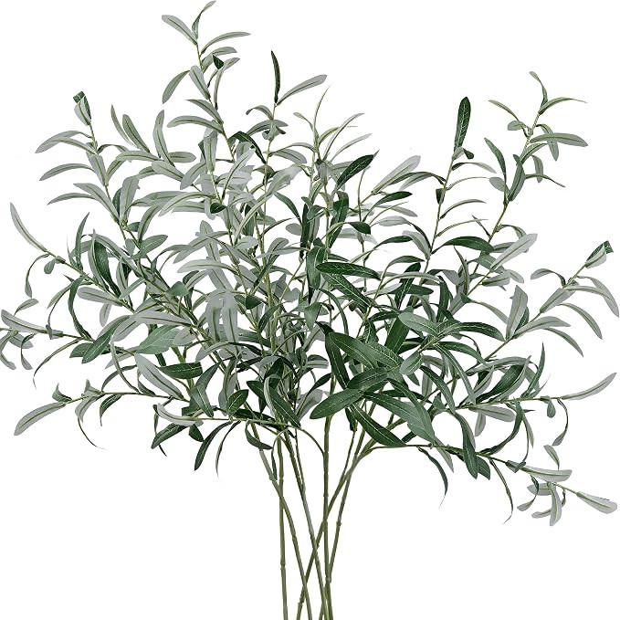 FiveSeasonStuff Artificial Olive Branches, 6 Gray-Green 30 Inch Faux Olive Stems with Bendable Wi... | Amazon (US)