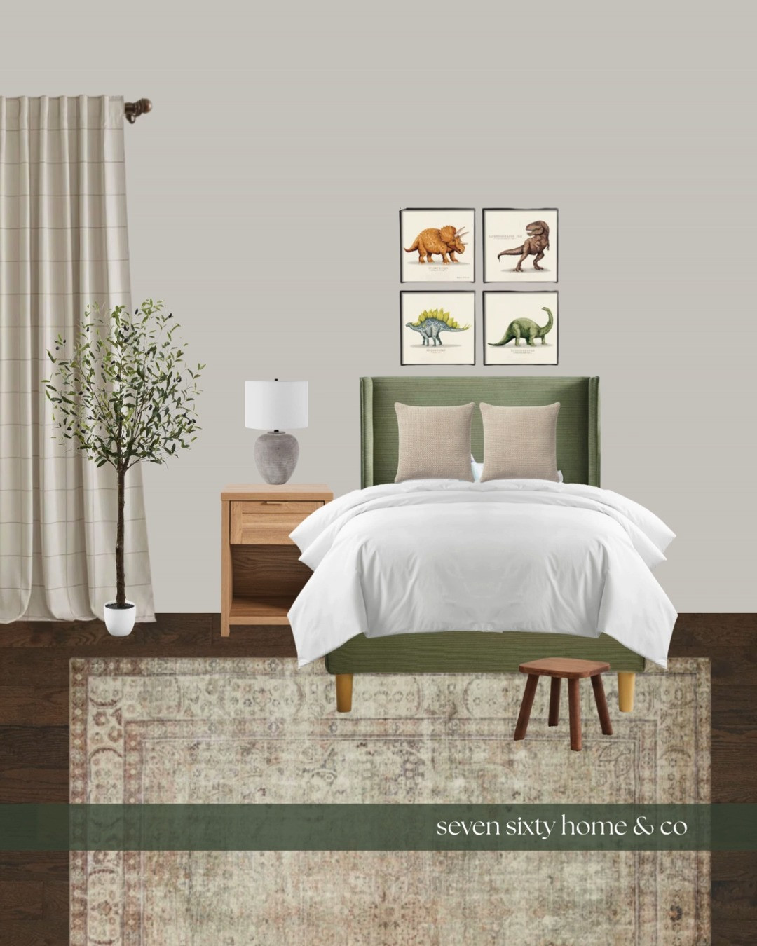 A tailored dinosaur bedroom that feels elevated, not theme-y.
This green upholstered bed sets the tone while neutral bedding, warm wood nightstands, framed dinosaur wall art, and soft layered textures create a collected explorer vibe.

Every piece is from Wayfair so you can design the entire room in one checkout. 

 #LTKHome #LTKKids