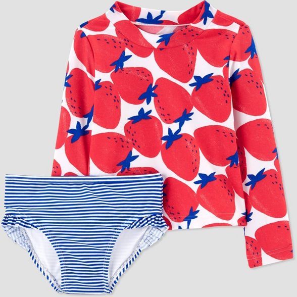 Toddler Girls' Strawberry Print Rash Guard Set - Just One You® made by carter's Berry Red | Target