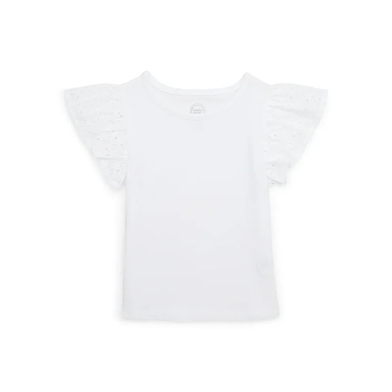 Wonder Nation Girls Eyelet Sleeve Top, Sizes 4-18 & Plus | Walmart (US)