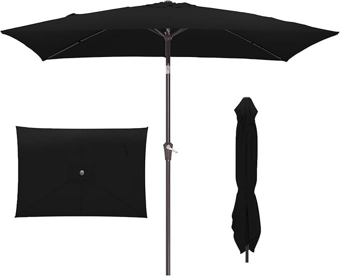 JEAREY 6.5x10 ft Rectangular Patio Umbrellas Rectangle Outdoor Umbrella with Push Button Tilt and... | Amazon (US)