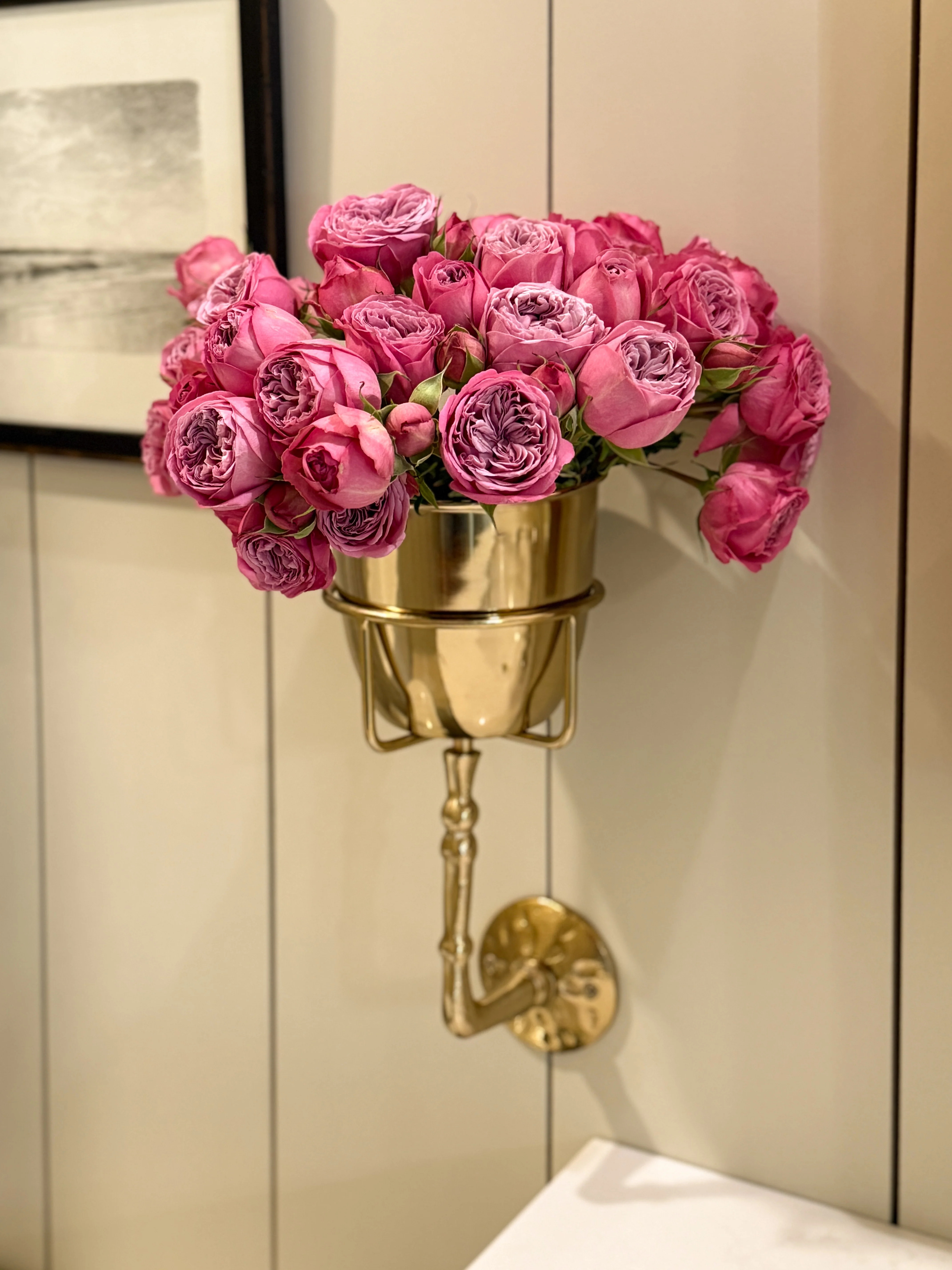 Brass Floral Wall Vessel | Cottage and Key