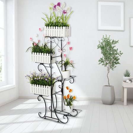 5 Tier Outdoor Indoor Metal Plant Stand Plant Display Shelf Garden Lounge Patio Decor | Walmart (US)