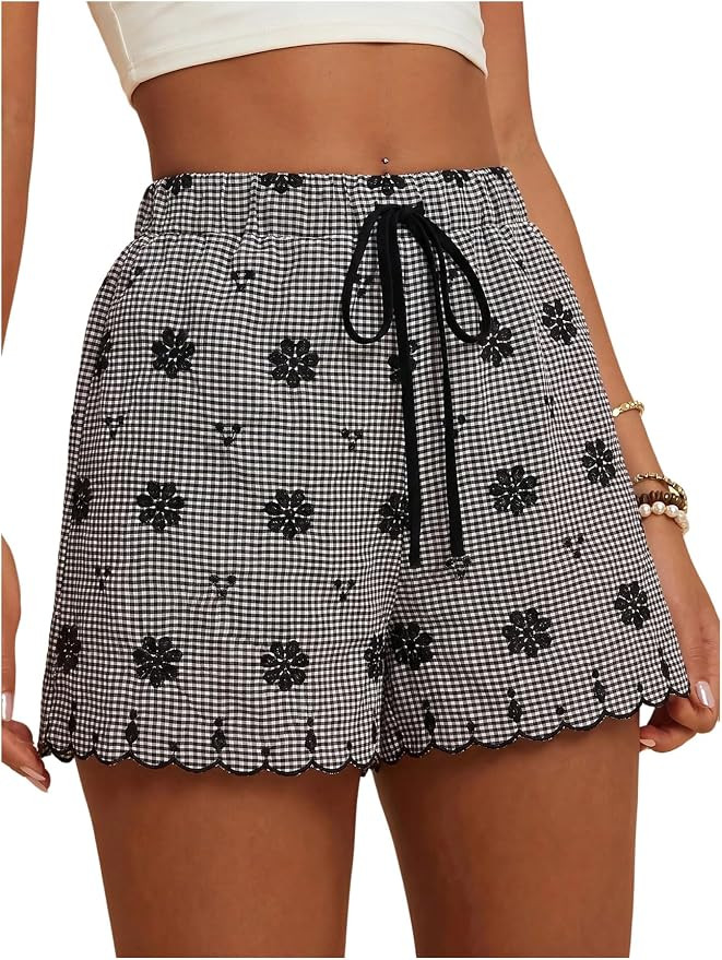RoseSeek Women's Summer Vacation Flowy Boho Print Floral High Waisted Short | Amazon (US)