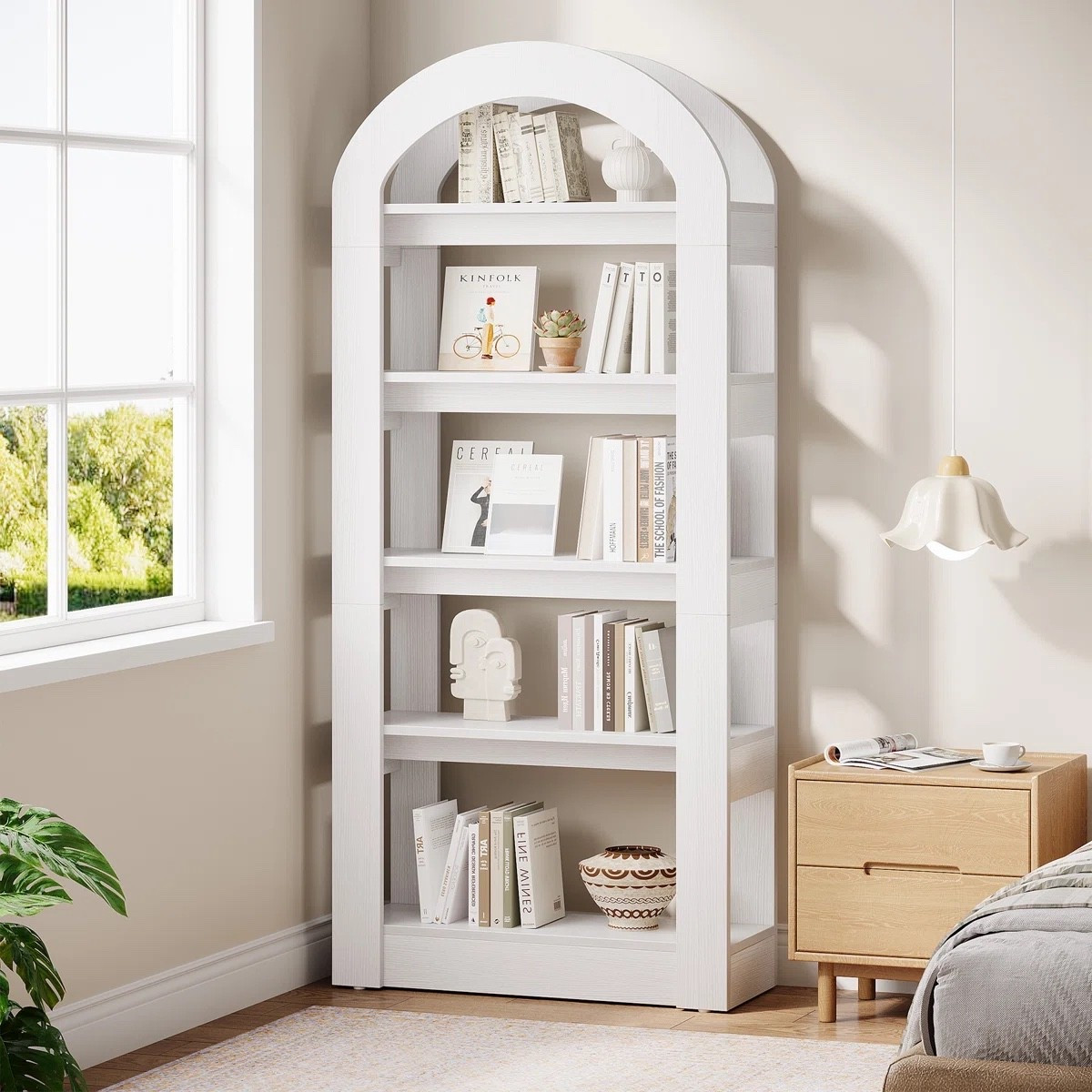 Organize all your most treasured books and items with the 5-Tier 70.9" Tall Arched Bookcase, Modern Open Bookshelf For Home Office, Bedroom, Living Room. This bookcase is ON SALE and is under $150.

Keywords: Bookshelf, bookcase, arched bookcase, living room, office, bedroom

#LTKHoliday #LTKHome #LTKSaleAlert