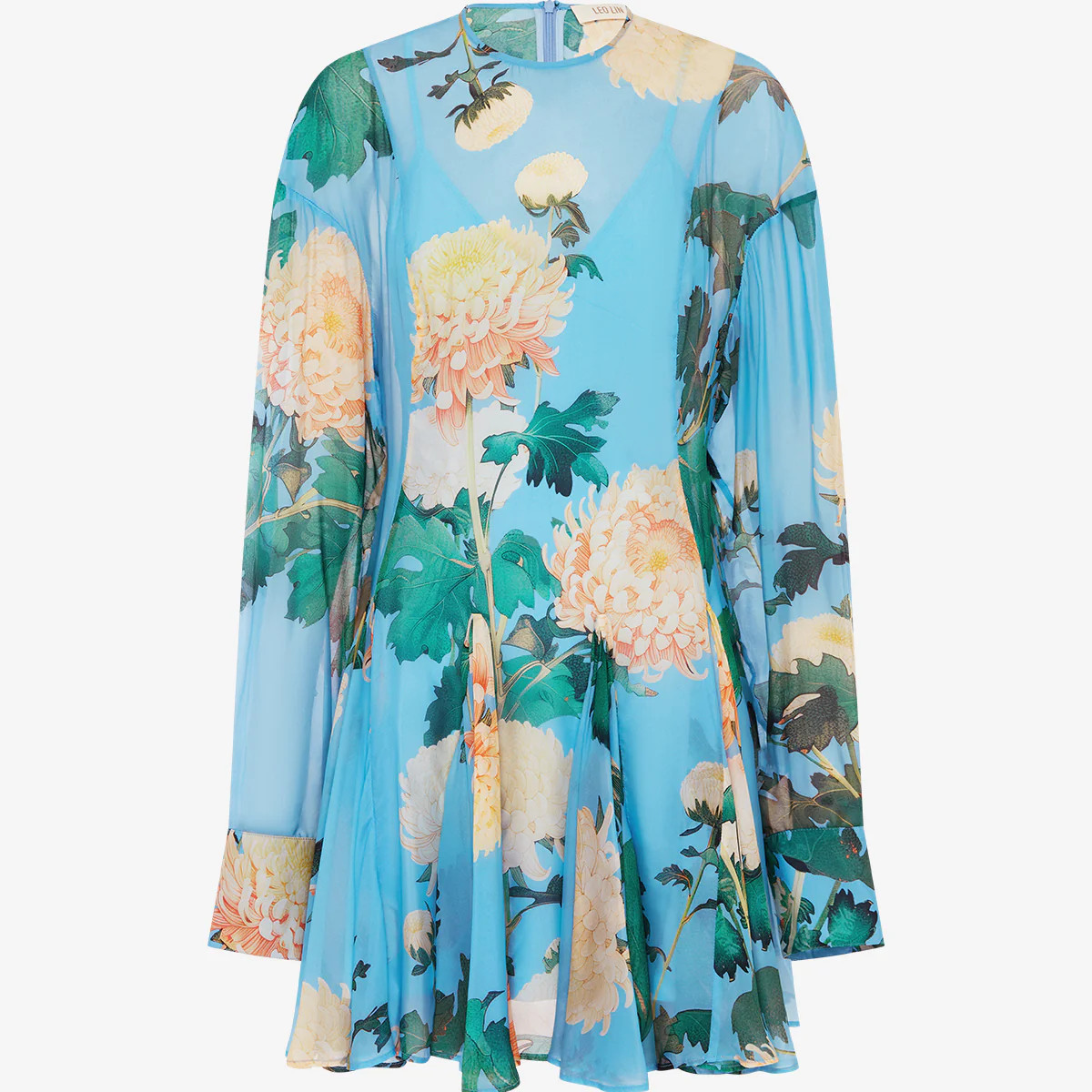 Mia Mini Dress - Hydrangea Print in Cornflower Blue | LEO LIN US