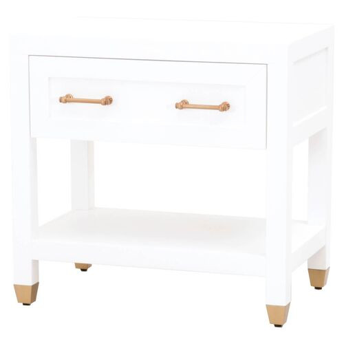 Charlotte 1-Drawer Nightstand, White/Brass | One Kings Lane