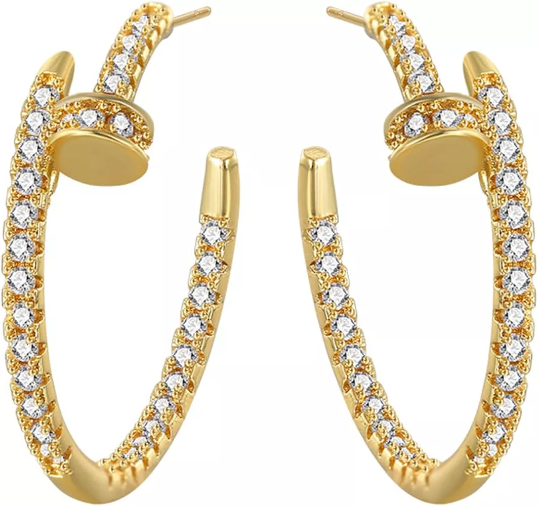 PICKBEAU Gold Nail Hoop Earrings … curated on LTK