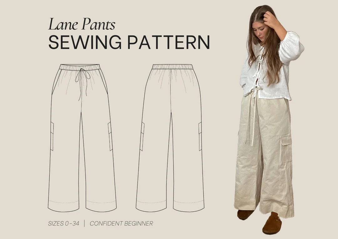 Lane Pants PDF Sewing Pattern Size Inclusive 0-34 Beginner Friendly Detailed Video Tutorial - Ets... | Etsy (US)