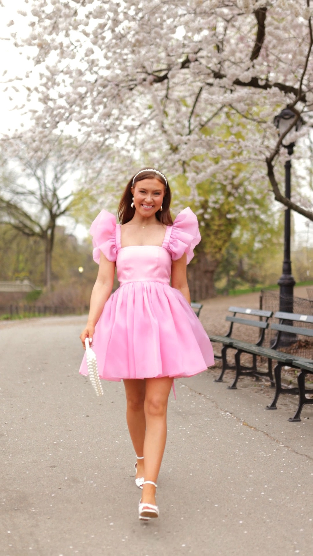 Pink ruffle short dress with white and pearl accessories🎀💕

#LTKootd