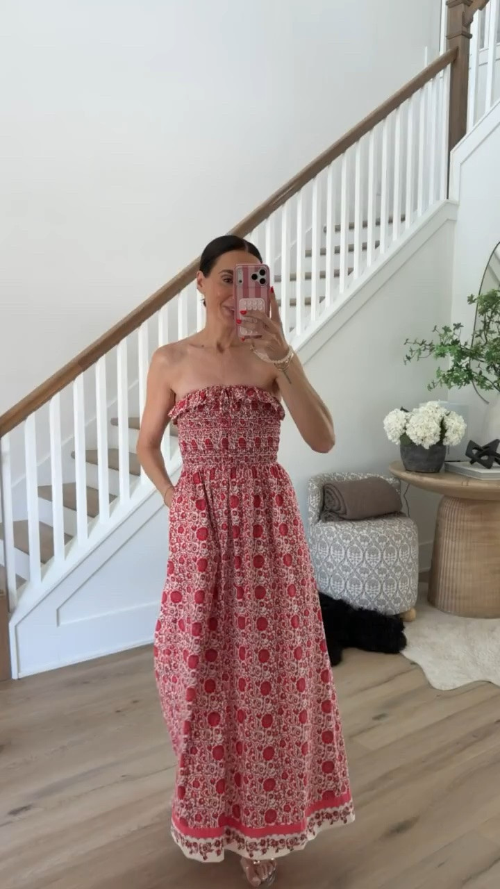 The kind of dress that works for brunch, vacation dinners, or even a casual event where you still want to feel dressed up without trying too hard.

strapless dress, summer outfit, vacation dress, easy summer style, amazon fashion find, resort wear, casual chic, red print dress, annabrstyle

#LTKootd #LTKSeasonal #LTKTravel