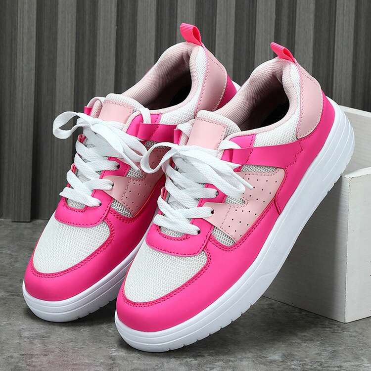Comfortable Sneakers For Men And Women,White And Pink Lightweight For Men And Women, Suitable For Walking And Commuting | SHEIN