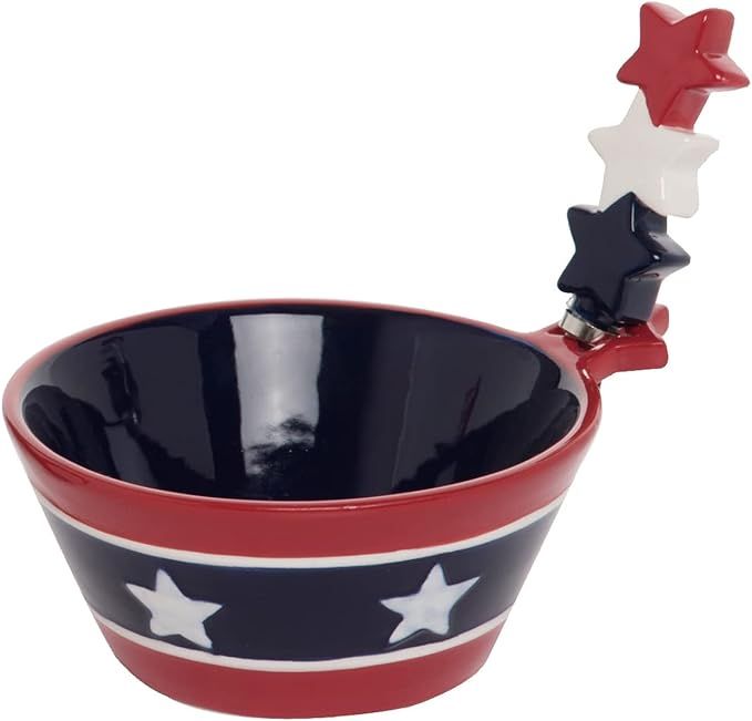 One Holiday Way 5-Inch Red, White, Blue Ceramic Patriotic Dip Bowl w/Star Spreader – Decorative... | Amazon (US)
