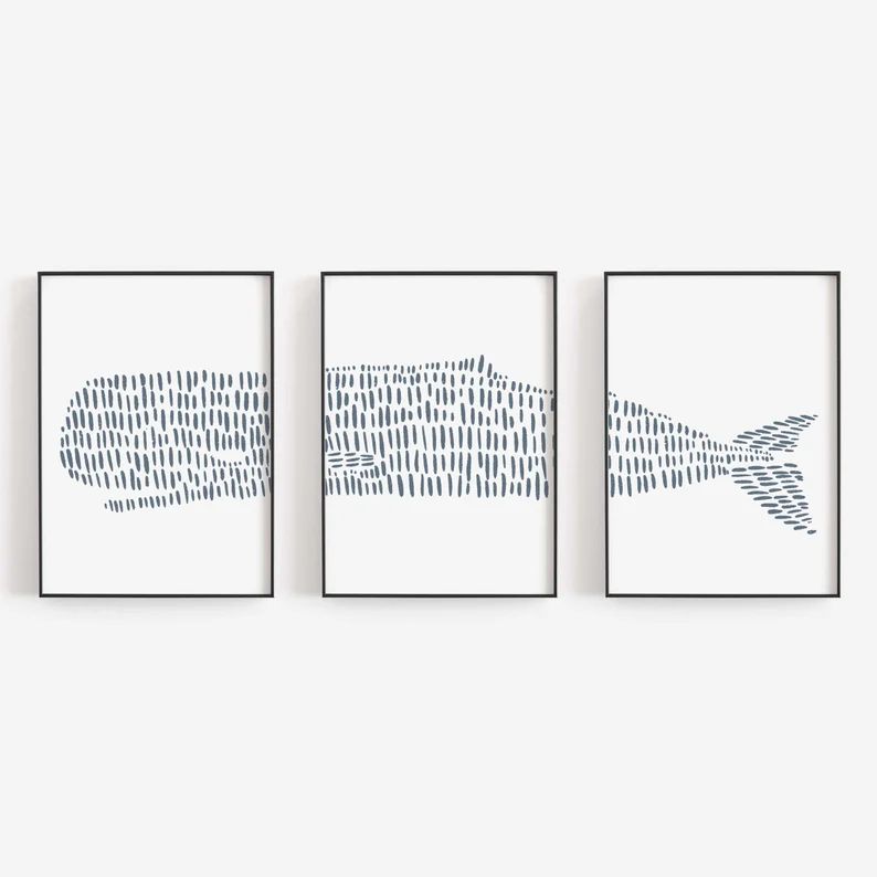 Sperm Whale Print Modern Nautical Home Decor Coastal Nursery | Etsy | Etsy (CAD)