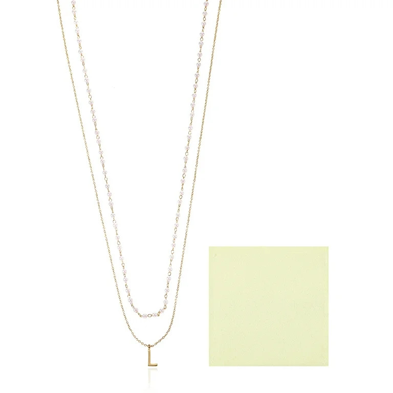 Time and Tru Goldtone Initial Letter Necklace Set, 2 Pieces, Letter L | Walmart (US)