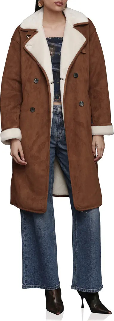 Double Breasted Faux Fur Belted Coat | Nordstrom