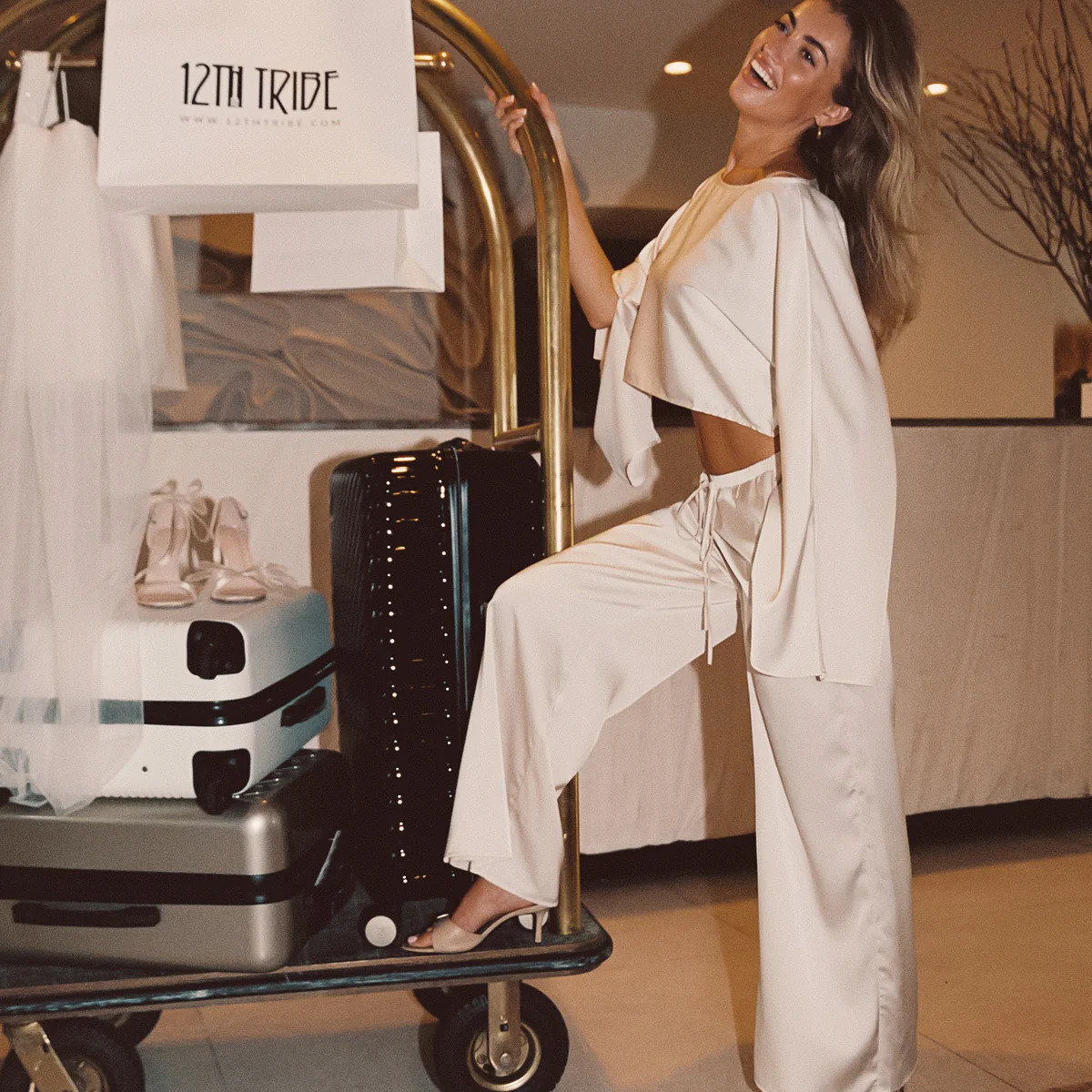 Clear Breeze Cream Satin Pants | 12th Tribe