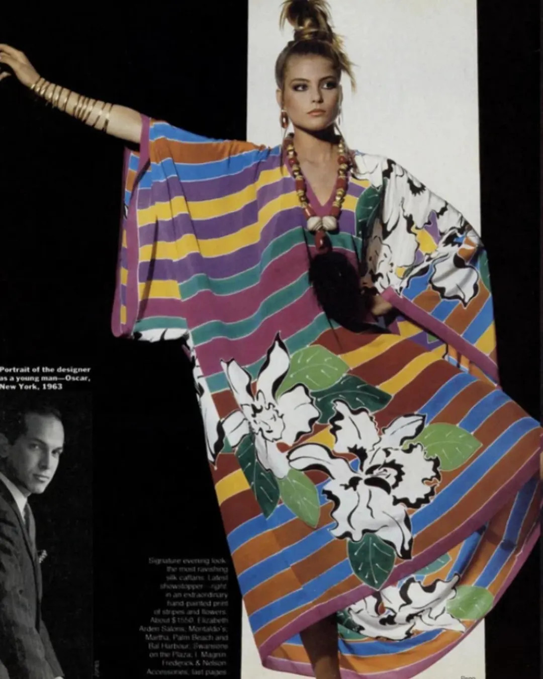 1980s Oscar de la Renta Silk Floral Kaftan | Etsy (US)