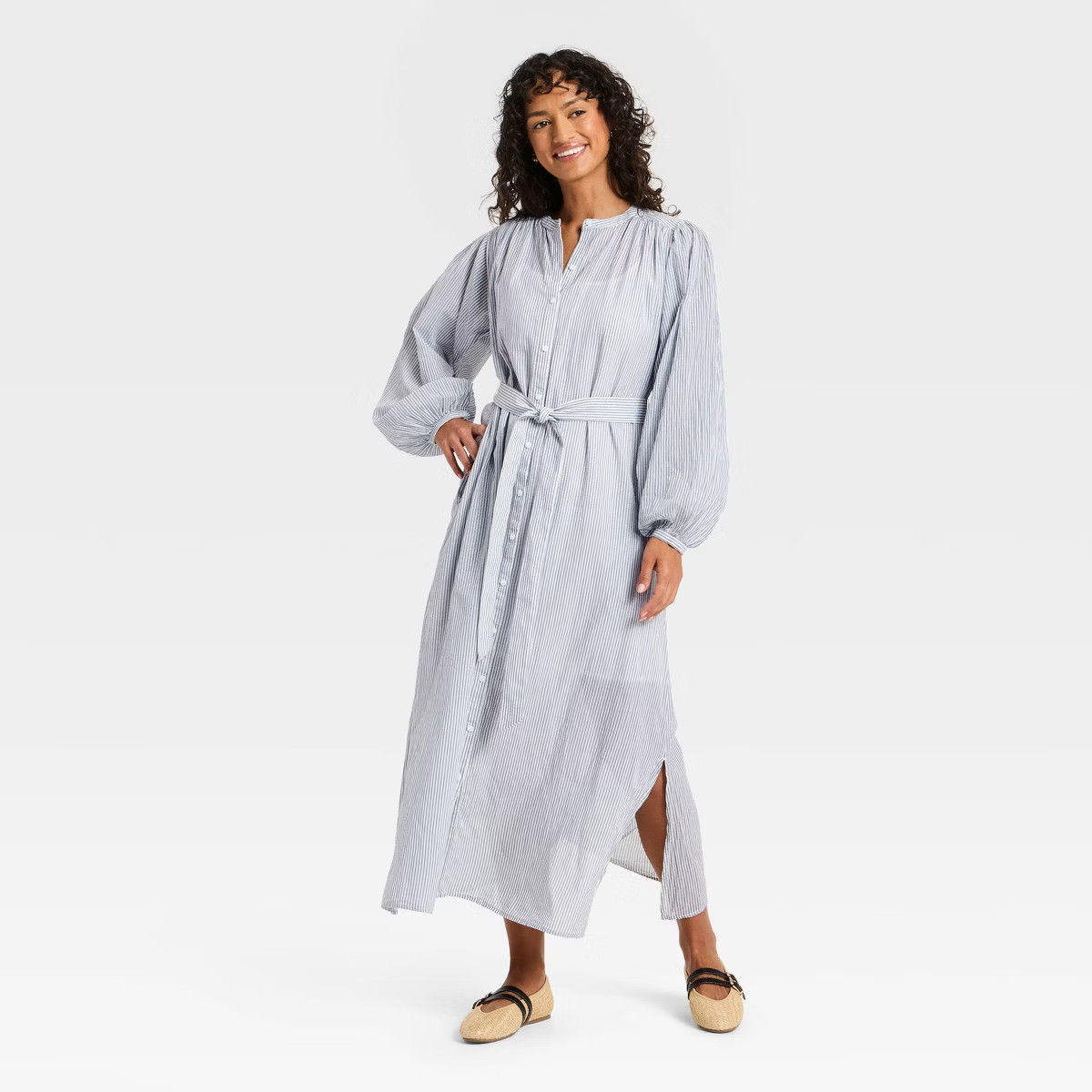 Women's Balloon Long Sleeve Collared Neck Maxi Shirtdress - Universal Thread™ | Target