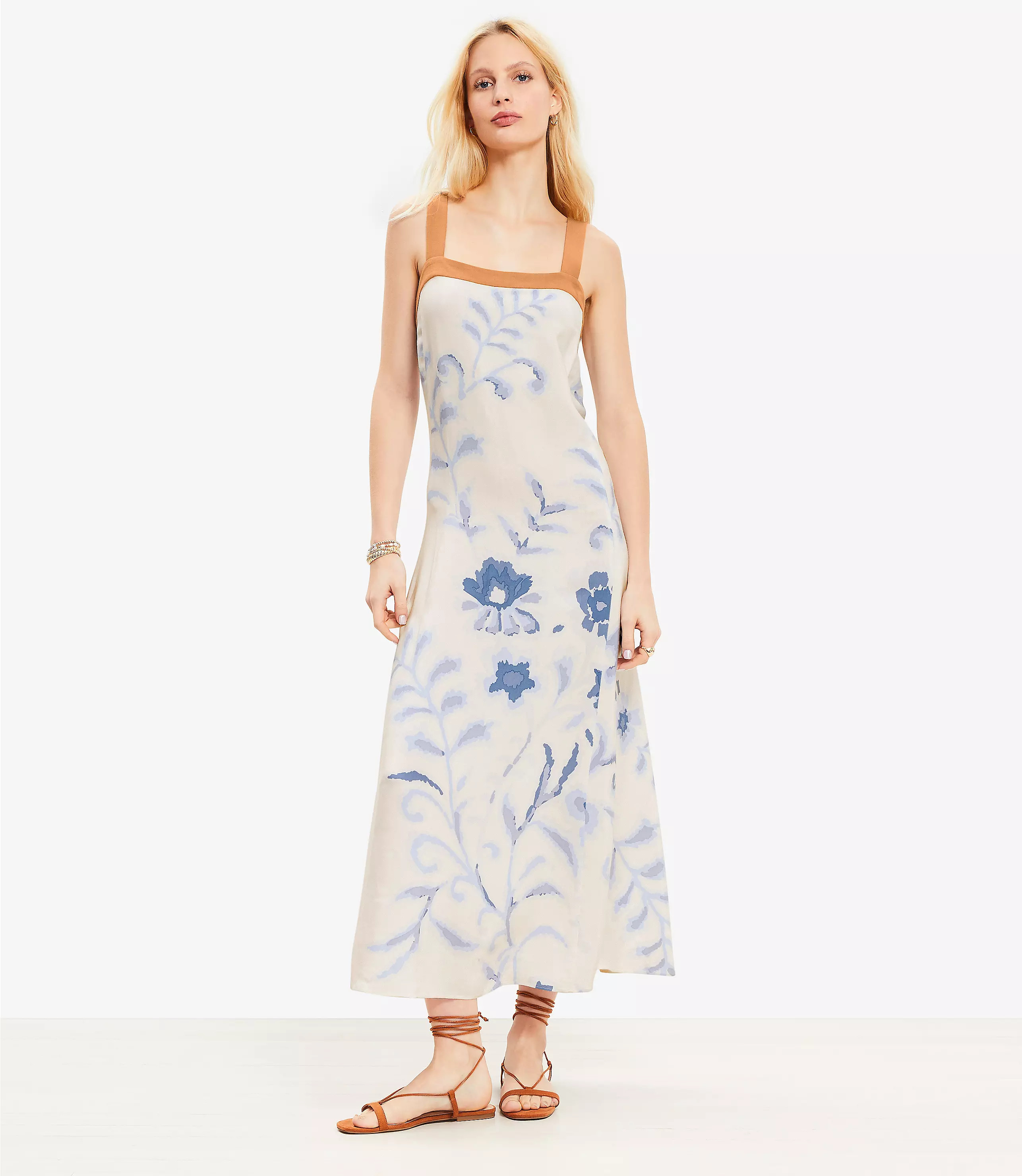 Petite Floral Strappy Maxi Dress | LOFT