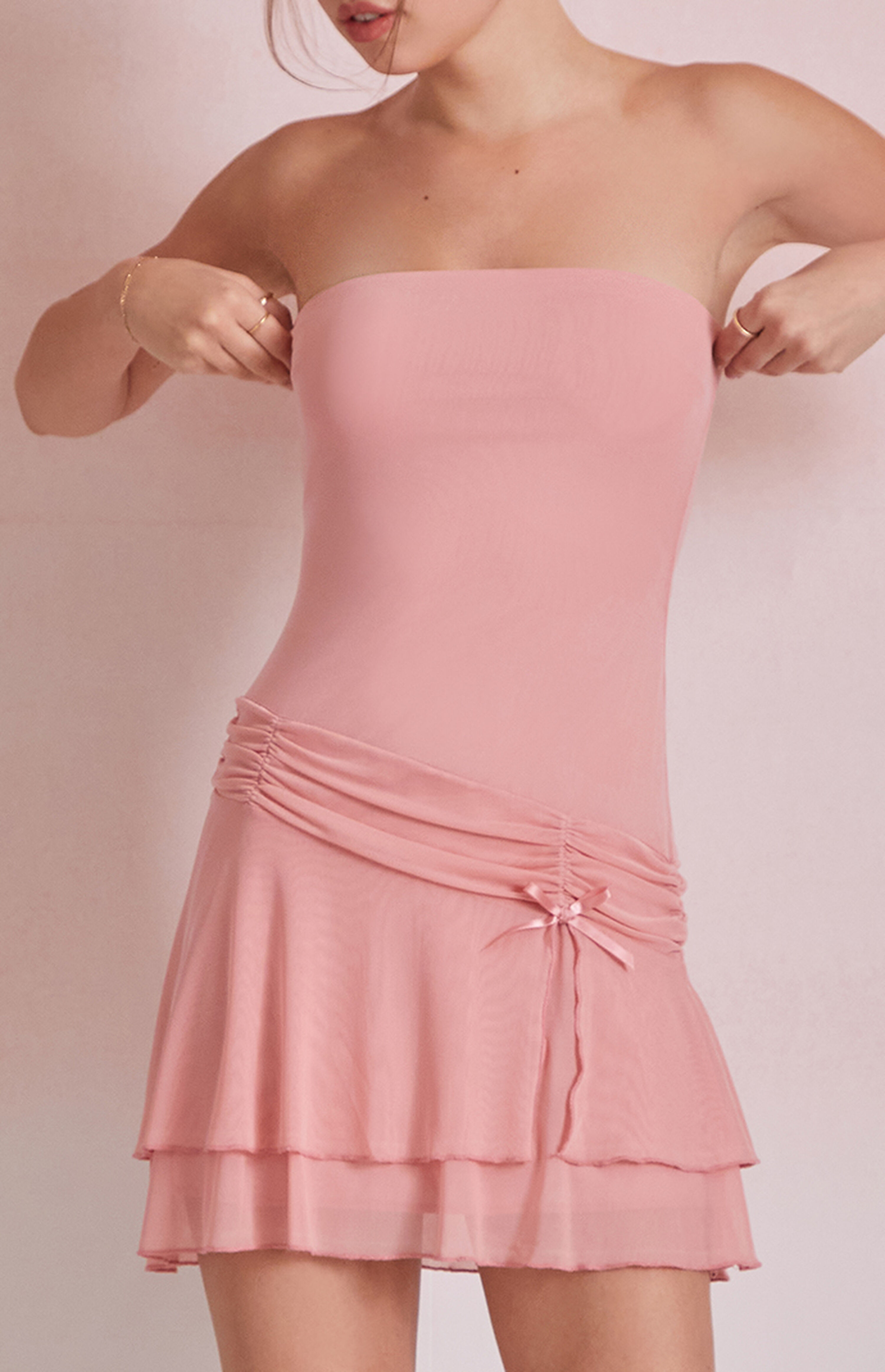 Beverly and Beck Megan Strapless Bow Mesh Mini Dress | PacSun