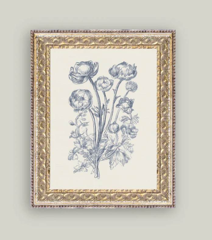 Blue Flower Sketch Print | 2 Styles | Fiddle & Fig