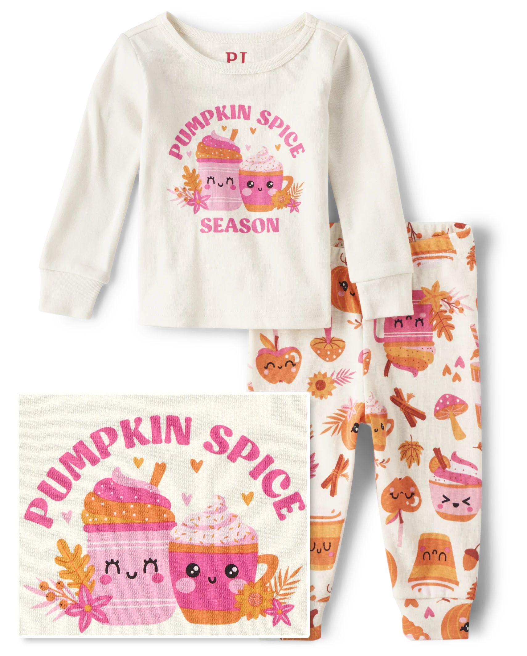 Baby And Toddler Girls Pumpkin Spice Season Snug Fit Cotton Pajamas - little lamb | The Children's Place