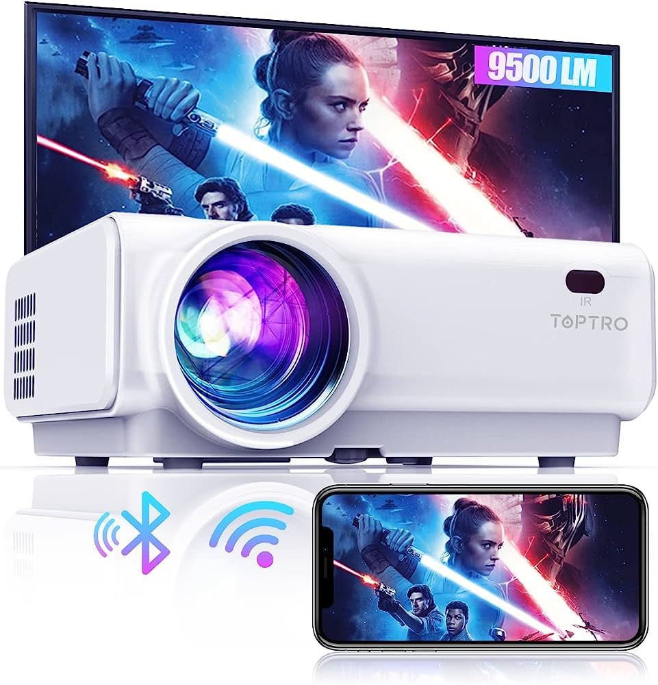 TOPTRO WiFi Bluetooth Projector 9500Lumen Support 1080P Home Video Projector Mini Portable Movie ... | Amazon (US)