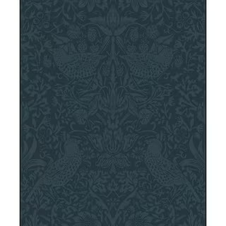 Slate Blue Tonal Bird Garden Vinyl Peel and Stick Wallpaper Roll (Covers 31.35 sq. ft.) | The Home Depot