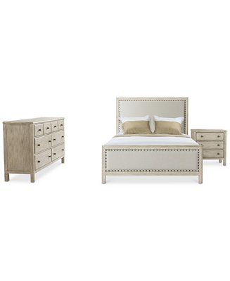 Parker Upholstered Bedroom Furniture, 3-Pc. Set (King Bed, Dresser & Nightstand), Created for Mac... | Macys (US)