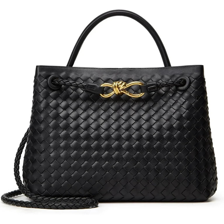 Large Tote Purse Woven Bag for Women Crossbody Handbag: Vegan Leather Small Tote Purse - Bowknot ... | Walmart (US)