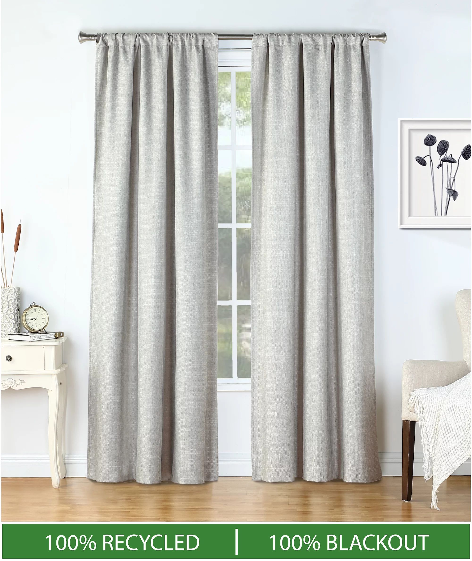 2 Pack - 100% Recycled Total Blackout Curtain Panel Pair - Walmart.com | Walmart (US)