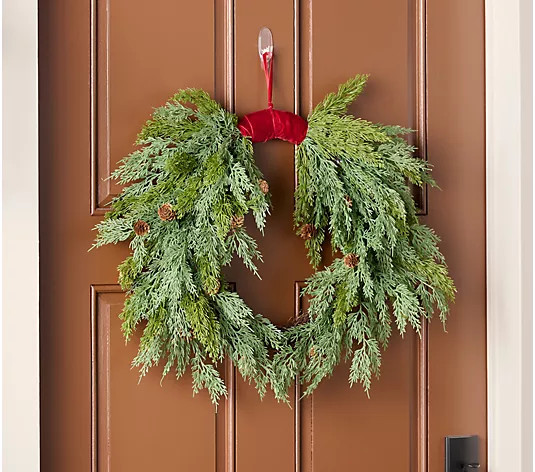 Cozy Cottage by Liz Marie Cypress & Pinecone Wreath - QVC.com | QVC