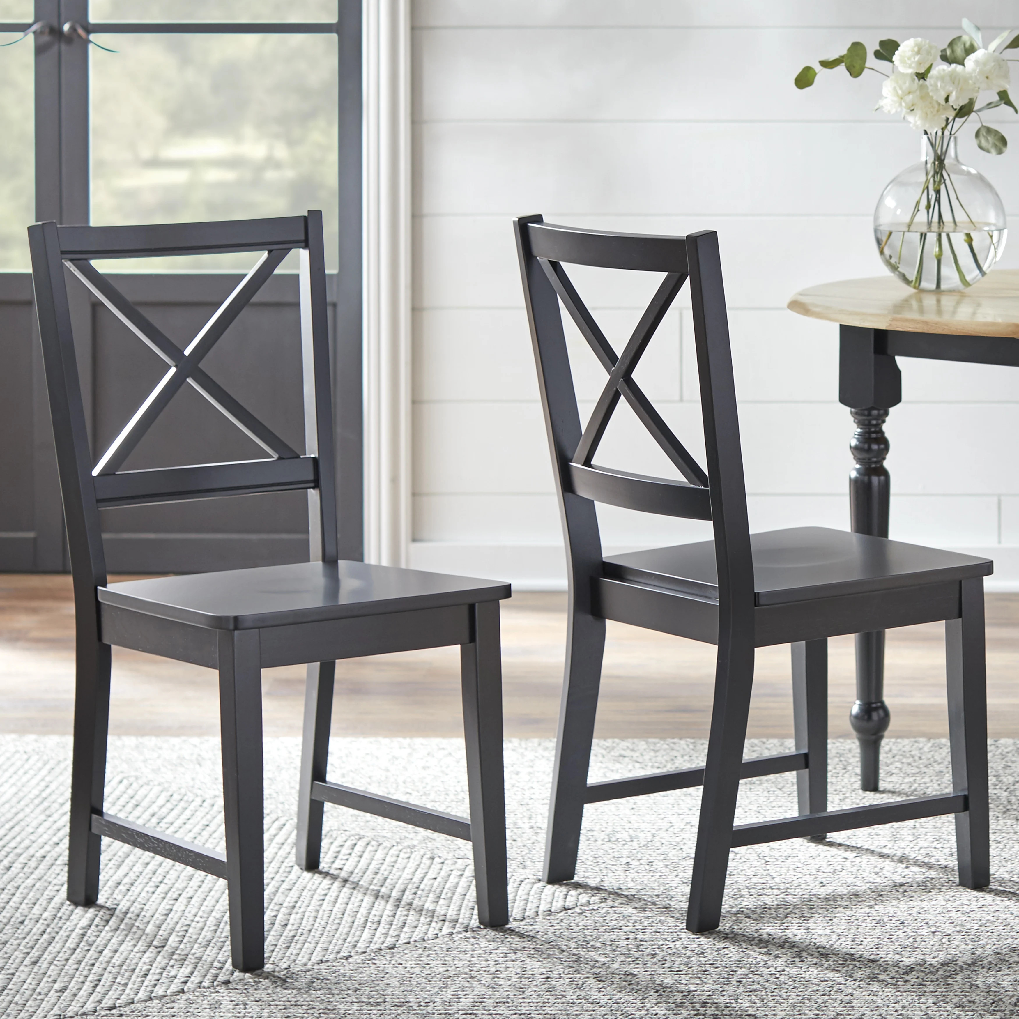 TMS Virginia Cross-Back Chair, Set of 2, Black | Walmart (US)