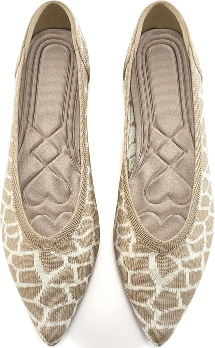 HARENCE Women's Flats Ballet Shoes: Comfortable Pointed Toe Soft Knit Flat Casual Slip On Work Dr... | Amazon (US)
