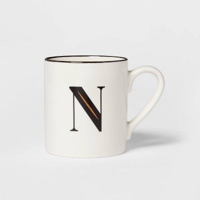 16oz Stoneware Monogram N Mug White - Threshold™ | Target