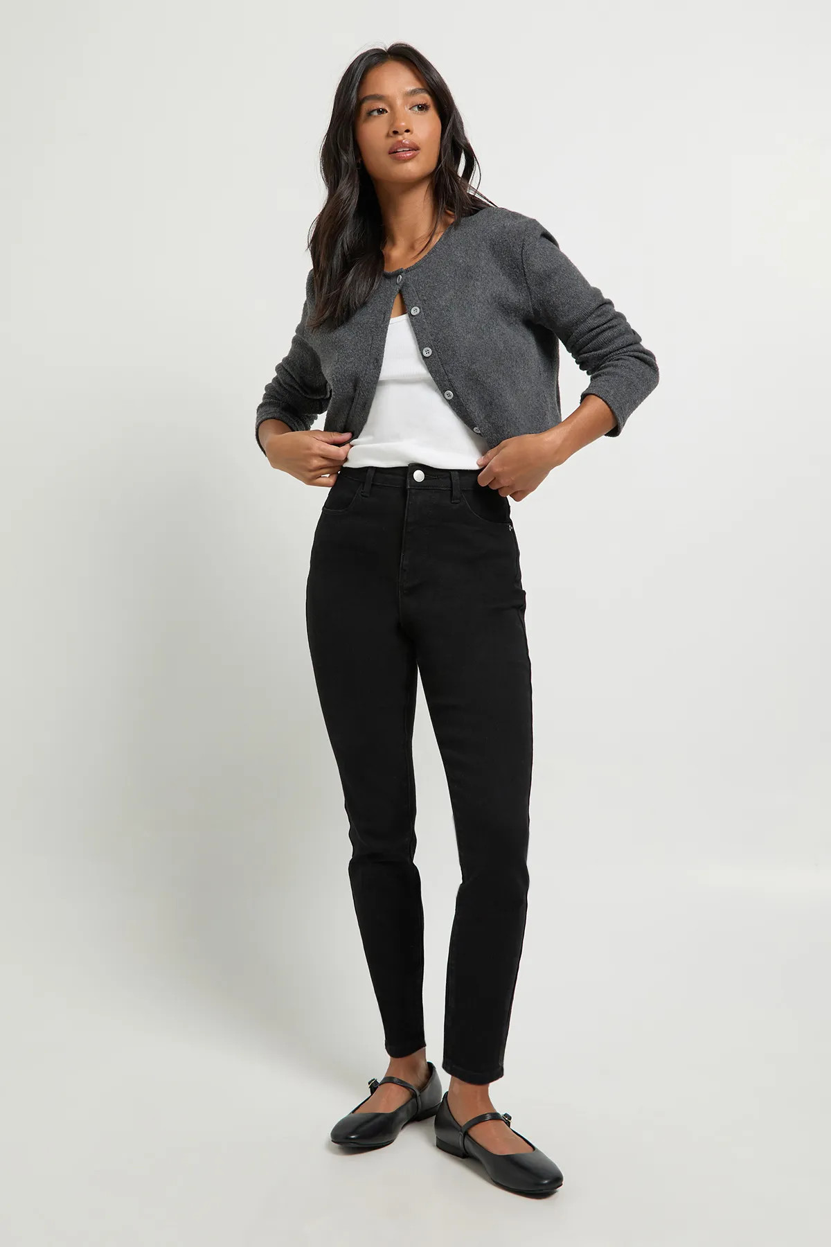Petite Boohoo Basics High Waist Skinny Jean | Boohoo.com (UK & IE)