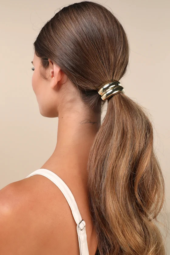 Elevated Updo Gold and Silver 2-Pc Metal Ponytail Holder Set | Lulus