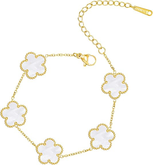 Gold Plated Stainless Steel Flower Bracelet Jewelry for Women | Amazon (US)