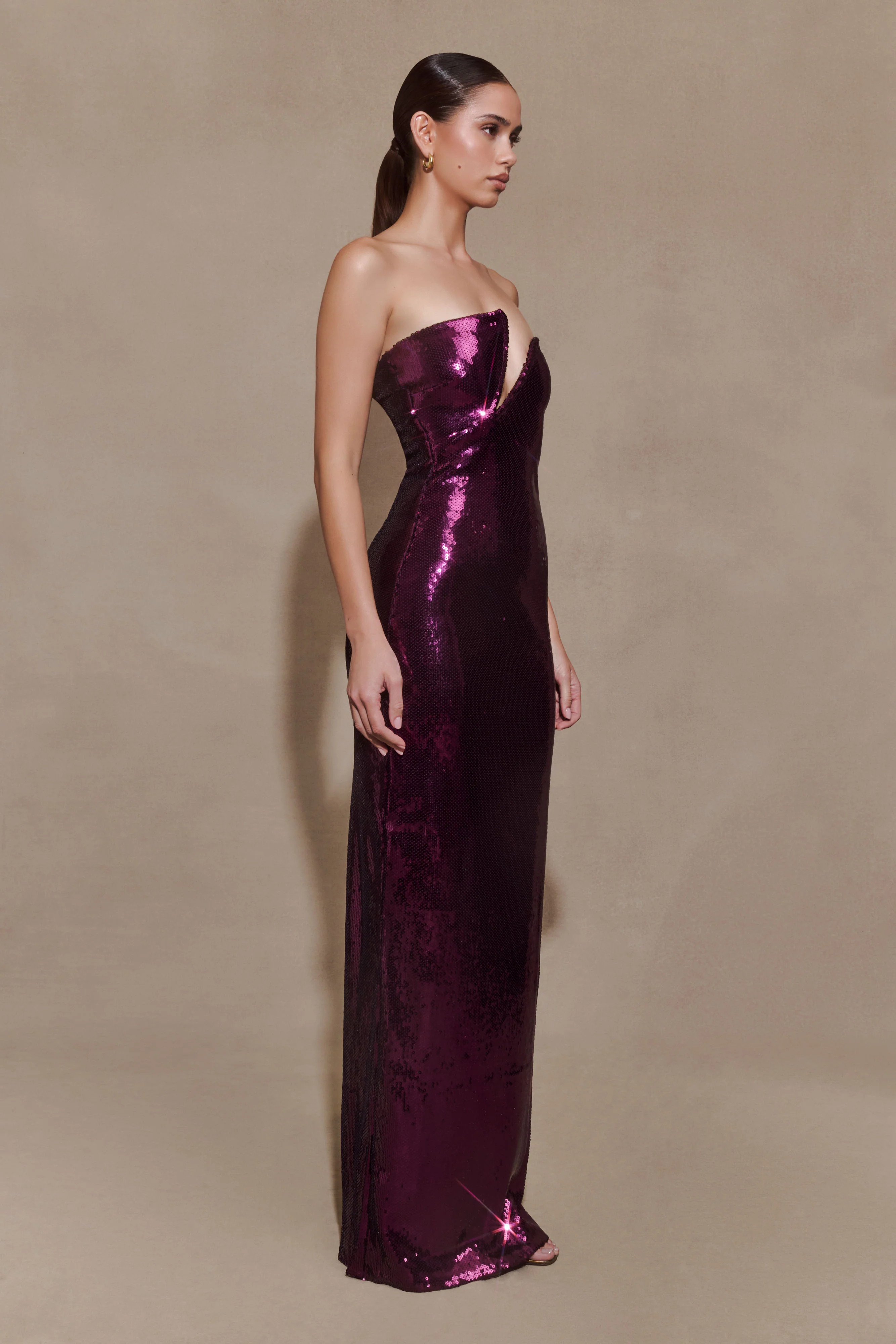 Winston Strapless Sequin Maxi Dress - Plum | Meshki (APAC)