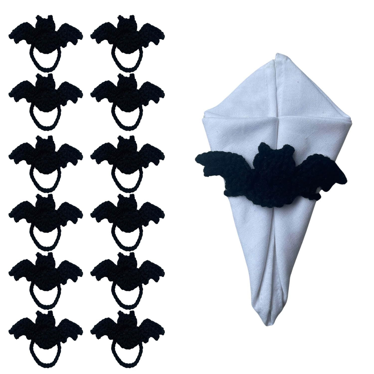 Crochet Bat-shaped Napkin Rings for Halloween Decorations, Handmade Yarn Napkin Holders for Spook... | Amazon (US)