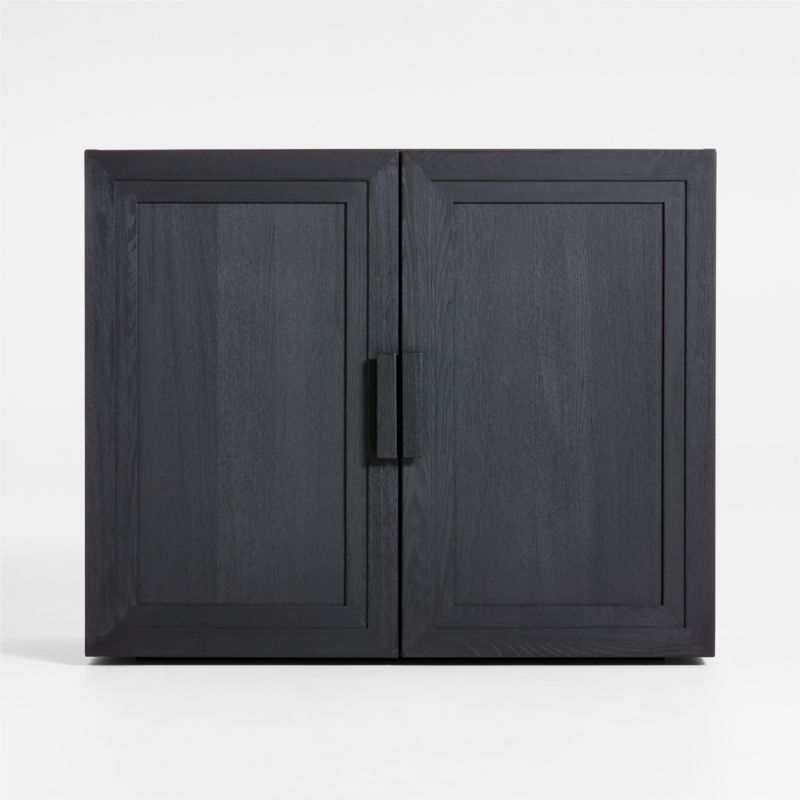 Calypso Black Ebonized Modular Wood Cabinet Base with Doors + Reviews | Crate & Barrel | Crate & Barrel