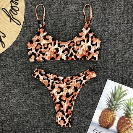 ZIYIXIN Sexy Leopard Print Bikinis Women Split Bathing Suit Low Waist Bikinis | Walmart (US)