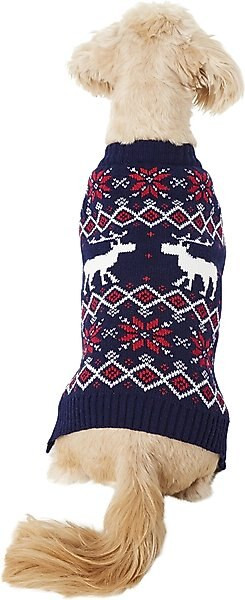 Frisco Moose Fair Isle Dog & Cat Sweater, Navy | Chewy.com