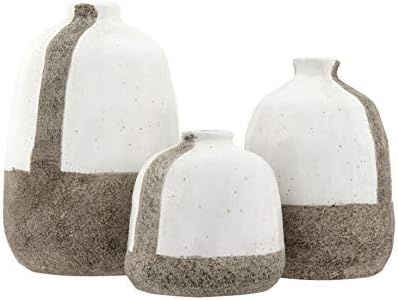 Creative Co-op White & Grey Terracotta Vertical Stripe Vase, Grey | Amazon (US)